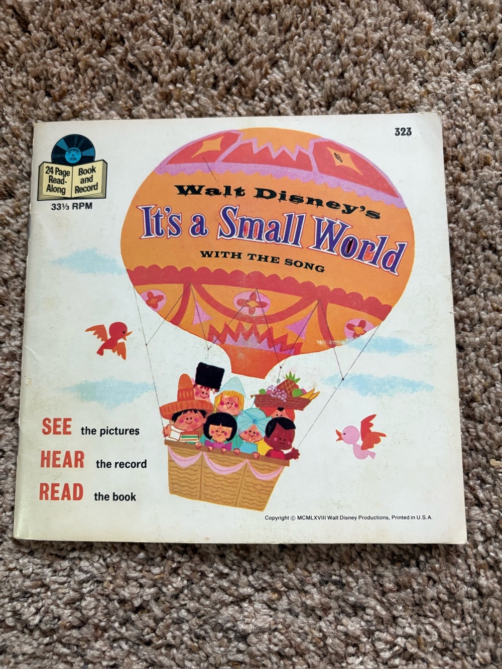 Vintage Walt Disney “It’s a Small World” Read Along Book and Record